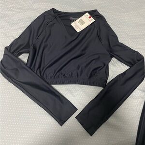 Champion navy blue Long Sleeve Crop Top